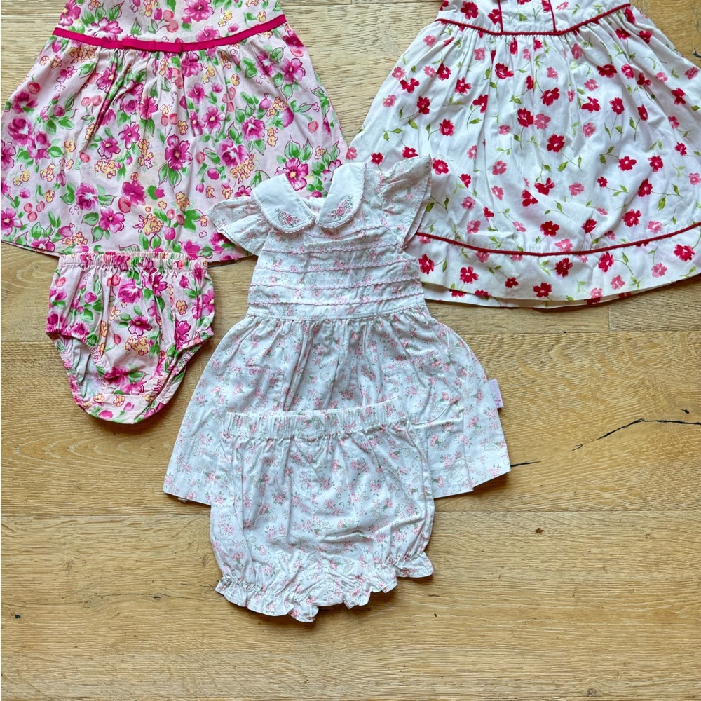 Cutest Cotton Floral VINTAGE Dresses Sz12-18 mo lot of 3 price firm!